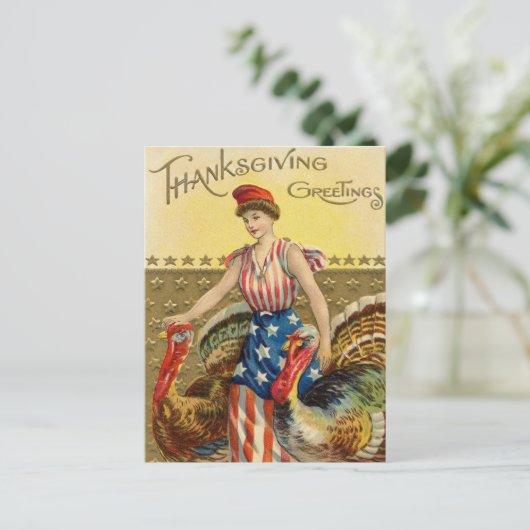 Vintager Erntedank Postkarte (Stehend Vorderseite)