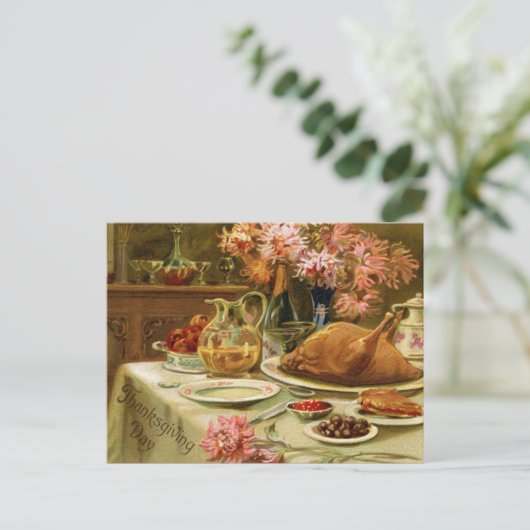 Vintager Erntedank Postkarte (Stehend Vorderseite)