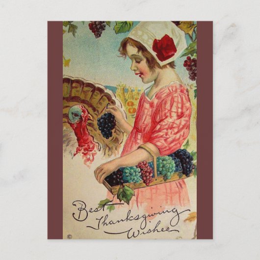 Vintager Erntedank Postkarte (Vorderseite)