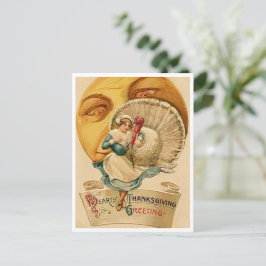 Vintager Erntedank Postkarte (Stehend Vorderseite)