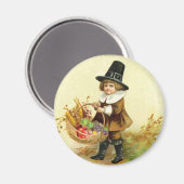 Vintager Erntedank Round Magnet (Vorderseite/Rückseite)