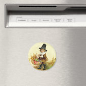 Vintager Erntedank Round Magnet (In Situ (Geschirrspüler))