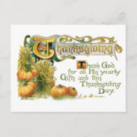 Vintager Erntedank Segen mit Pumpkins