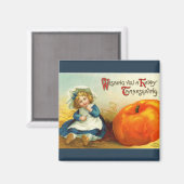 Vintager Erntedank Square Magnet (Vorderseite/Rückseite)