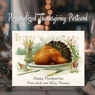 Vintager Erntedank Tag Türkei Abendessen nach Maß Postkarte