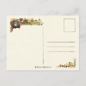 Vintager Erntedank Truthähne und Pumpkin Feiertagspostkarte (Rückseite)