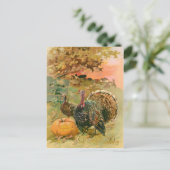 Vintager Erntedank Truthähne und Pumpkin Feiertagspostkarte (Stehend Vorderseite)