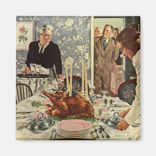 Vintager Erntedank Türkei Abendessen mit der Famil Magnet
