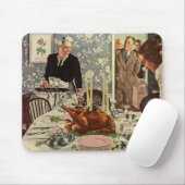 Vintager Erntedank Türkei Abendessen mit der Famil Mousepad (Mit Mouse)