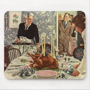 Vintager Erntedank Türkei Abendessen mit der Famil Mousepad