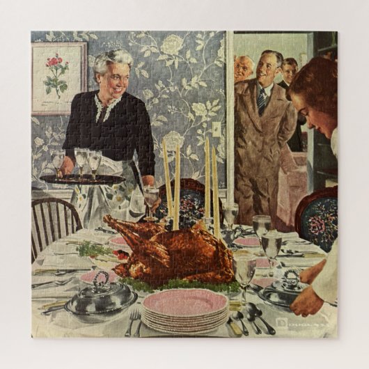 Vintager Erntedank Türkei Abendessen mit der Famil Puzzle (Vertikal)