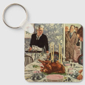 Vintager Erntedank Türkei Abendessen mit der Famil Schlüsselanhänger (Vorderseite)