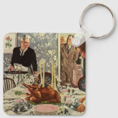 Vintager Erntedank Türkei Abendessen mit der Famil Schlüsselanhänger (Rückseite)