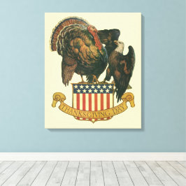 Vintager Erntedank Türkei, Adler, amerikanische Fl Leinwanddruck