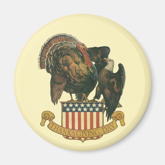 Vintager Erntedank Türkei, Adler, amerikanische Fl Magnet (Vorne)
