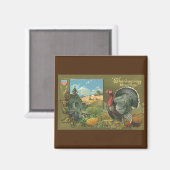 Vintager Erntedank, Türkei auf dem Bauernhof Magnet (Vorderseite/Rückseite)
