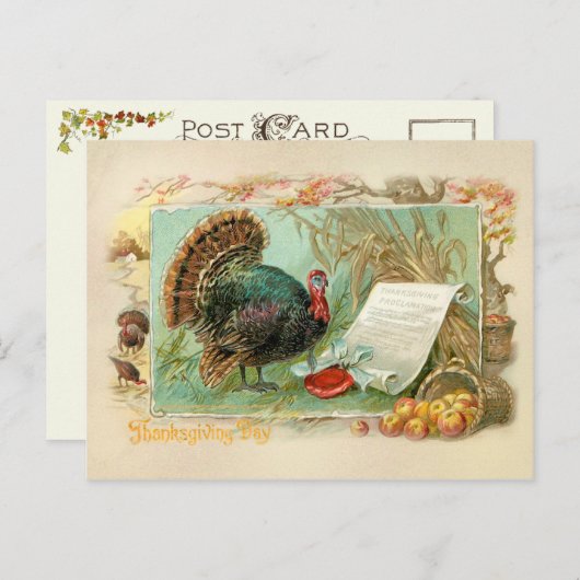 Vintager Erntedank Türkei Feiertagspostkarte (Vorne/Hinten)