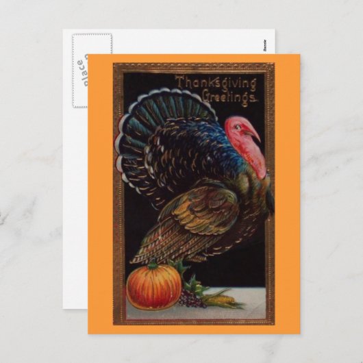 Vintager Erntedank Türkei Feiertagspostkarte (Vorne/Hinten)