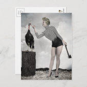 Vintager Erntedank Türkei Girl Postkarte (Vorne/Hinten)