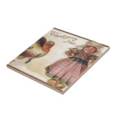 Vintager Erntedank, Türkei mit Pilgermädchen Fliese (Seite)