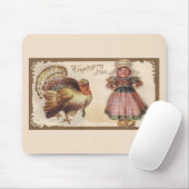 Vintager Erntedank Türkei mit Pilgermädchen Mousepad (Mit Mouse)