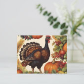 Vintager Erntedank Türkei mit Pumpkin Feiertagspostkarte (Stehend Vorderseite)