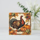 Vintager Erntedank Türkei, Obst und Kürbis Karte (Stehend Vorderseite)