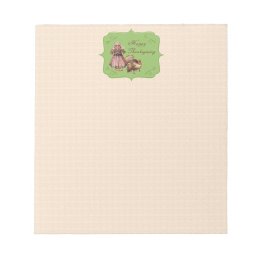 Vintager Erntedank, Türkei, Pilgermädchen Notizblock (Vorderseite)