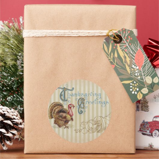 Vintager Erntedank Türkei Typografie Runder Aufkleber (Feiertag)