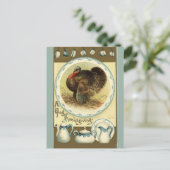 Vintager Erntedank Türkei und Geschirr Postkarte (Stehend Vorderseite)