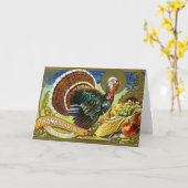 Vintager Erntedank Türkei und Herbsternte Karte (Gelbe Blume)