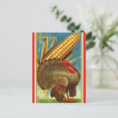 Vintager Erntedank Türkei und Mais Postkarte (Stehend Vorderseite)
