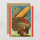 Vintager Erntedank Türkei und Mais Postkarte (Vorne/Hinten)