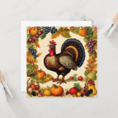 Vintager Erntedank Türkei und Obsternte Karte (Vorderseite/Rückseite Beispiel)