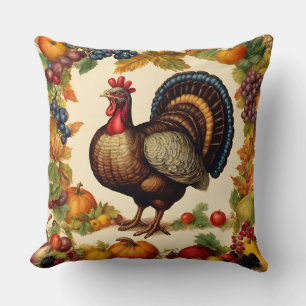 Vintager Erntedank Türkei und Obsternte Kissen