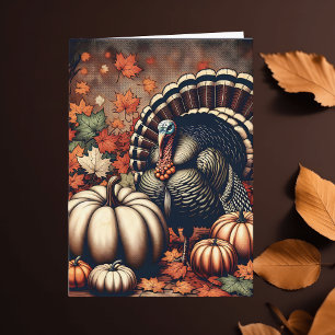 Vintager Erntedank Türkei und Pumpkins Karte