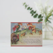 Vintager Erntedank - Türkei & Verse Feiertagspostkarte (Stehend Vorderseite)