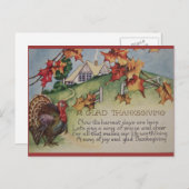 Vintager Erntedank - Türkei & Verse Feiertagspostkarte (Vorne/Hinten)