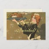 Vintager Erntedank Viktorianisch Türkei Einladung (Vorne/Hinten)