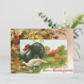 Vintager Erntedank, wilde Truthühner Herbstfarben Einladung (Stehend Vorderseite)