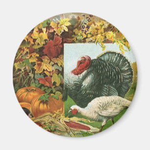 Vintager Erntedank, wilde Truthühner Herbstfarben Magnet