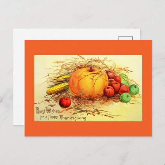 Vintager Erntedank wünscht Postkarte (Vorne/Hinten)