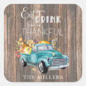 Vintager Erntewagen | ERNTEDANK Quadratischer Aufkleber (Vorderseite)