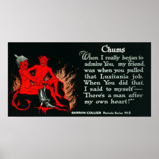 Vintager Erster Weltkrieg Deutscher Teufel Lusitan Poster (Vorne)