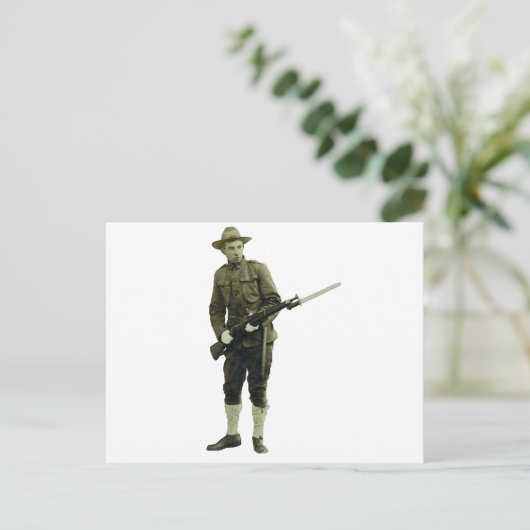 Vintager Erster Weltkrieg Doughboy Soldier Postkarte (Stehend Vorderseite)