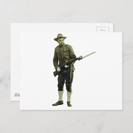 Vintager Erster Weltkrieg Doughboy Soldier Postkarte (Vorne/Hinten)
