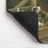 Vintager Esel-u. Welpen-Hund in Krippealtem Mousepad (Ecke)