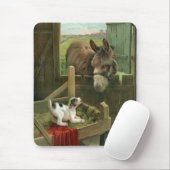 Vintager Esel-u. Welpen-Hund in Krippealtem Mousepad (Mit Mouse)