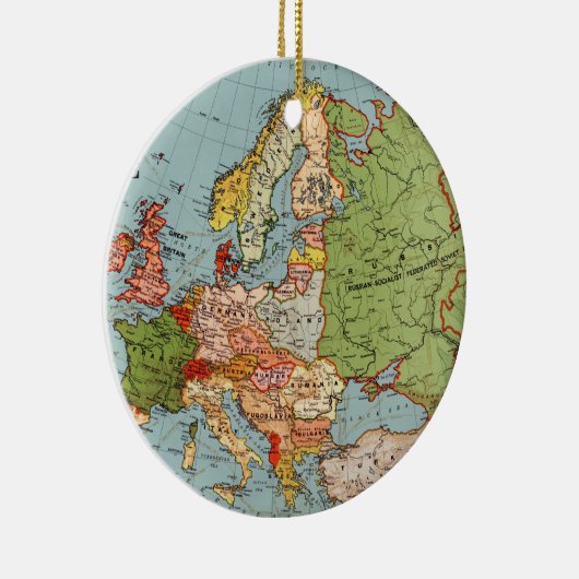 Vintager Europa-Plan Keramik Ornament (Rechts)