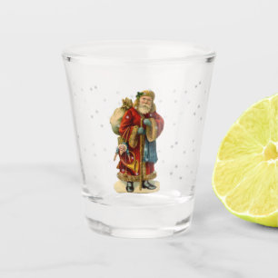 Vintager Europäer Weihnachtsmann spielt das Schnapsglas